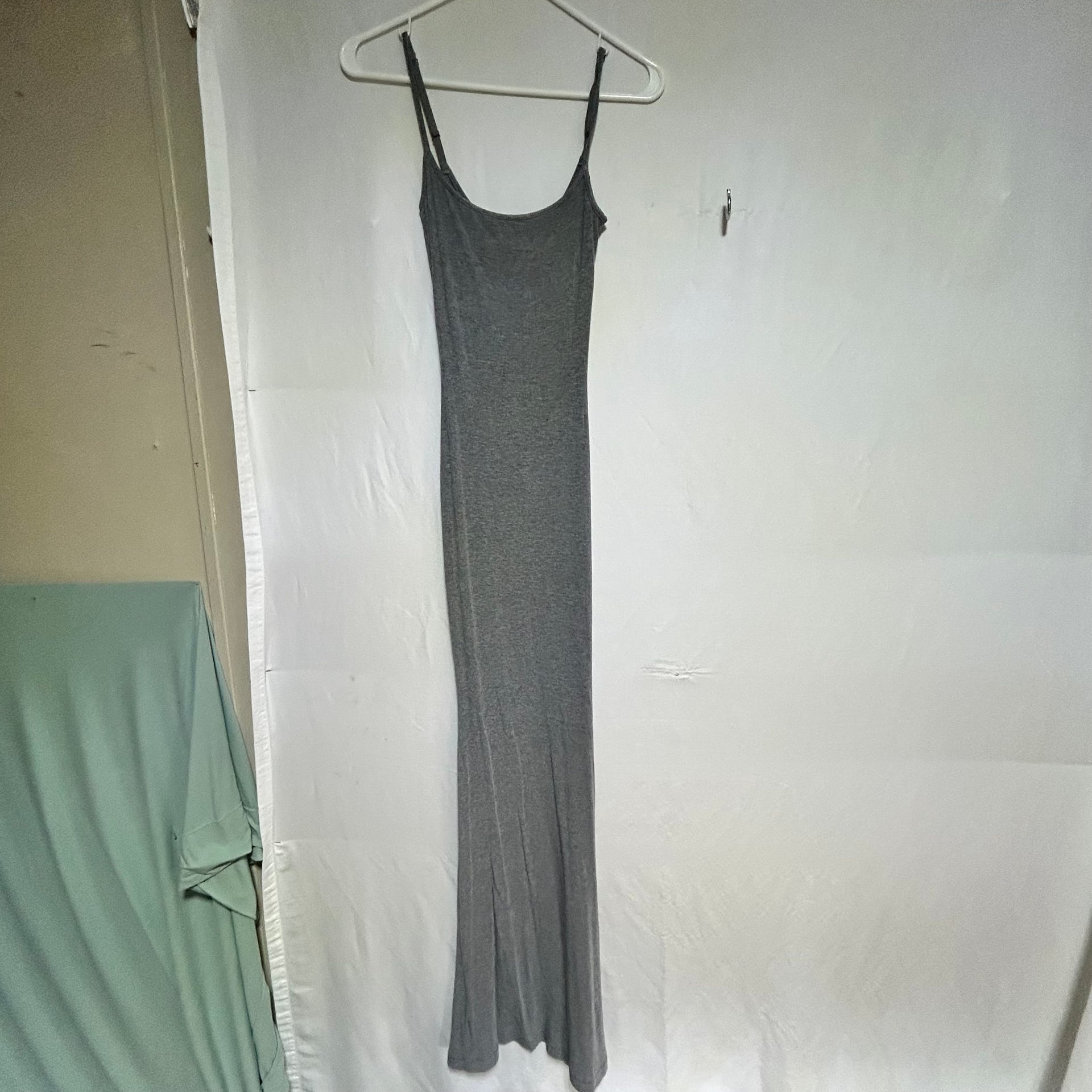 Skims Soft Lounge Long Slip Dress In Heather Grey